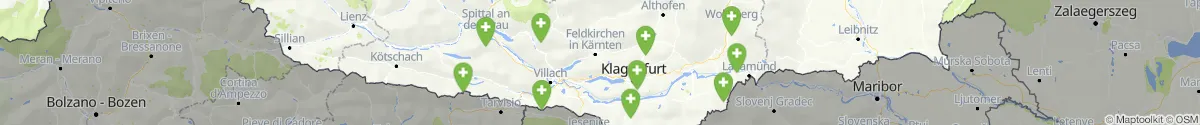 Map view for Pharmacy emergency services in Kärnten